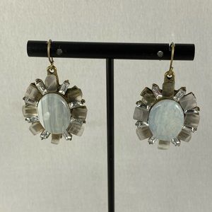 Gray quartz stone dangle pierced earrings